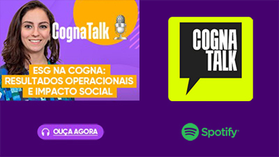 Ouça o episódio do Cogna Talk no Spotify sobre os destaques do Relatório de Sustentabilidade 2021 em #51 ESG na Cogna: resultados operacionais e impacto social.